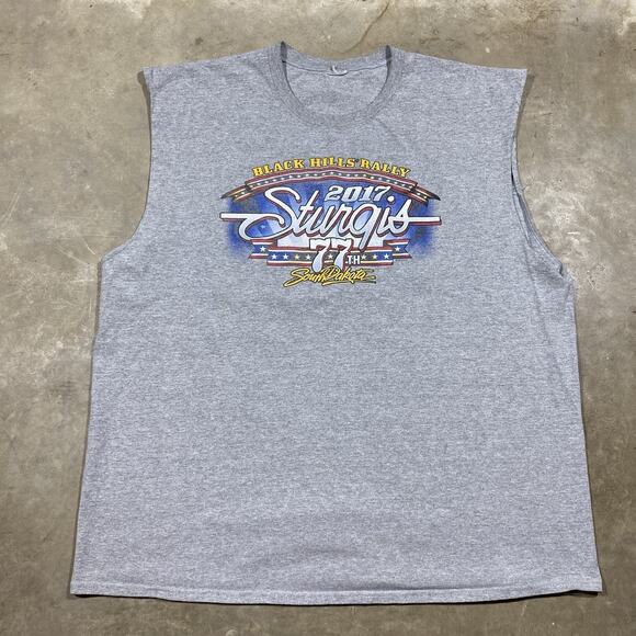 Sturgis 2017 Cutoff Tank Black Hills Rally Biker Tee Gray XL - Picture 3 of 9